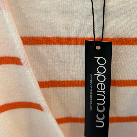 papermoon orange stripe tie front top size M NwT - Picture 3 of 5